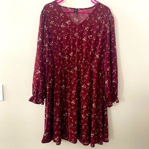 burgundy dress with white flowers, 2XL